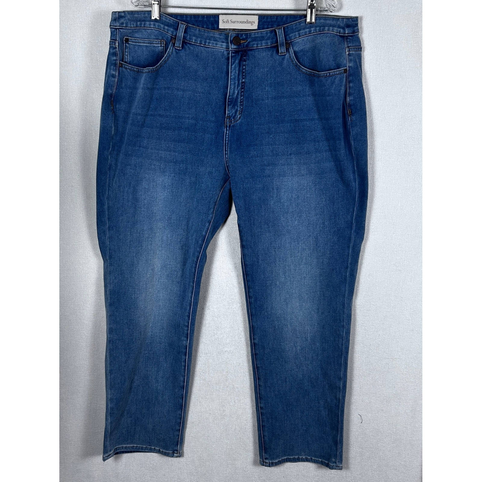 Soft Surroundings Women's Blue Wash Denim Straight Leg Jeans Plus Size 16